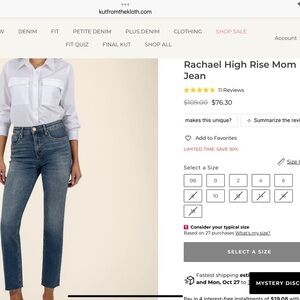 Kut from the Kloth High Rise Jeans